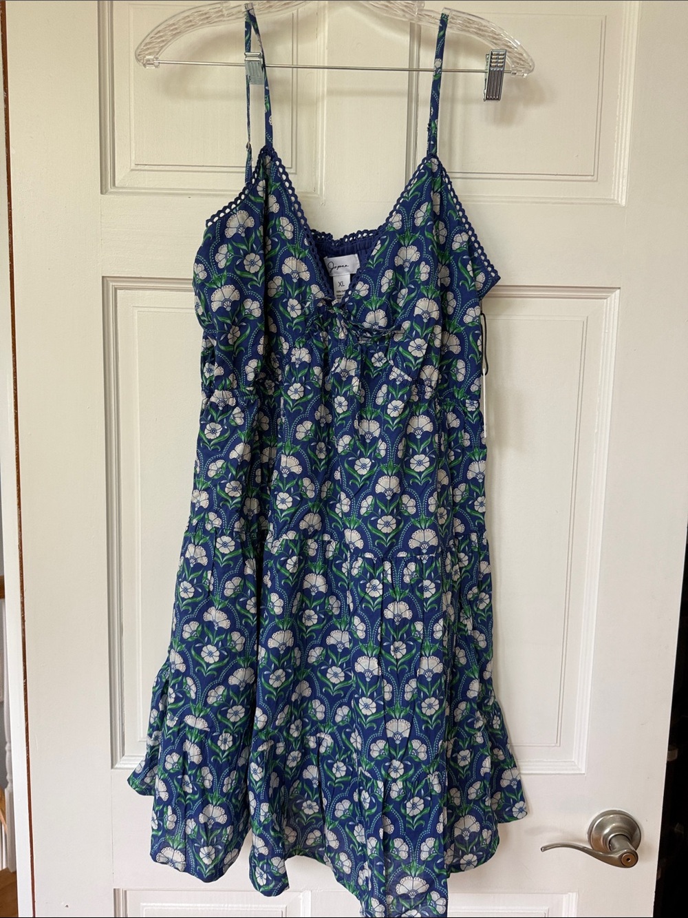 Japna Blue Floral Spaghetti-Strap Dress